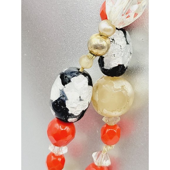 Vintage Art Glass Crystal Flapper Style Necklace (A289) - Picture 4 of 7